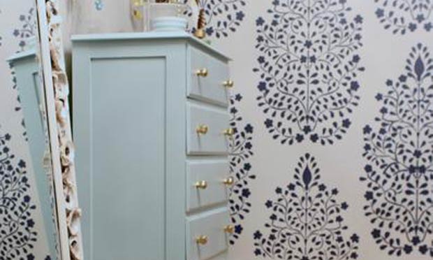 Persian Garden Damask Wall Stencil