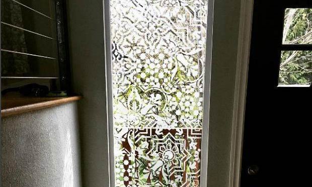 DIY Privacy Screens Made Pretty with Stencils, Paint & Etched Glass