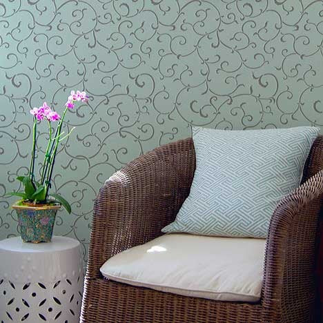 Green Vine Fabric, Wallpaper and Home Decor