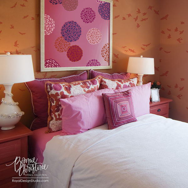 Stencil Decorating Ideas in the Pink! Allover Lace and Floral Stencils