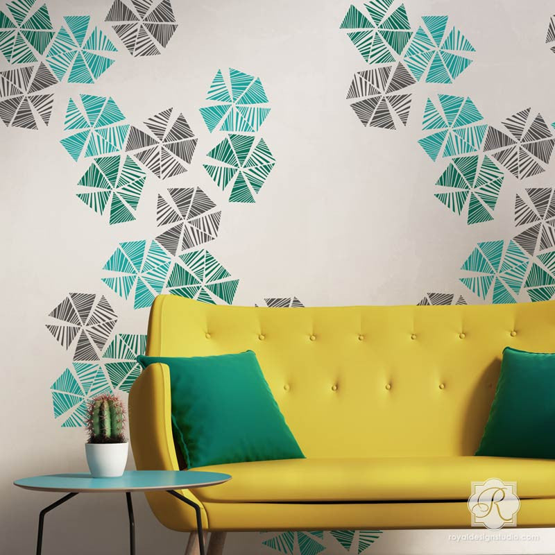 NEW! Abstract Wall Mural Stencil