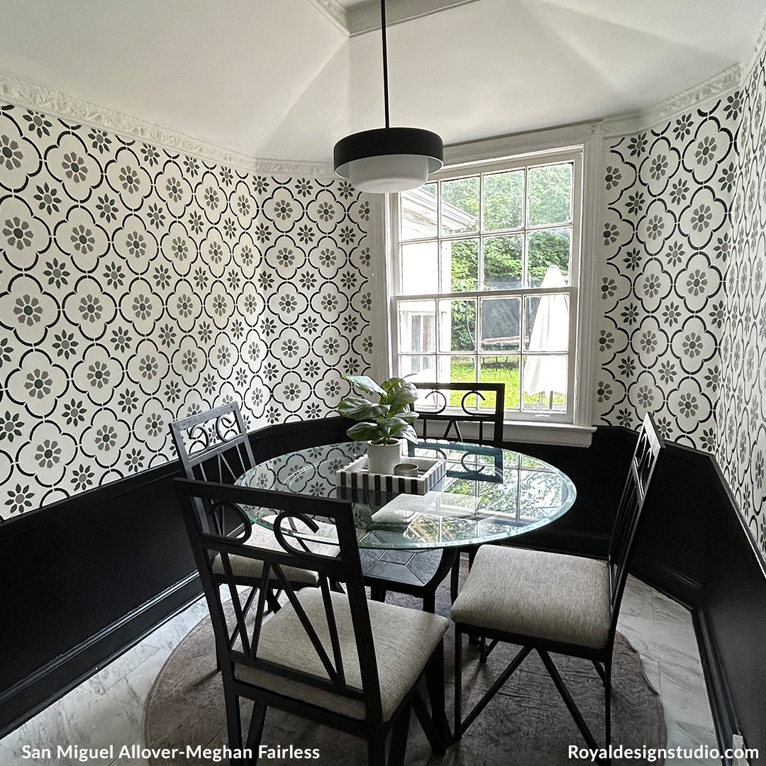 Before and After Stenciled Spaces to Inspire You