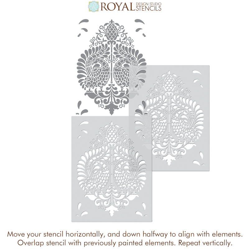 Annapakshi Indian Damask Wall Stencil