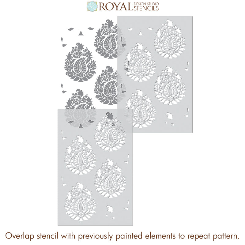 Rani Paisley Indian Damask Wall Stencil