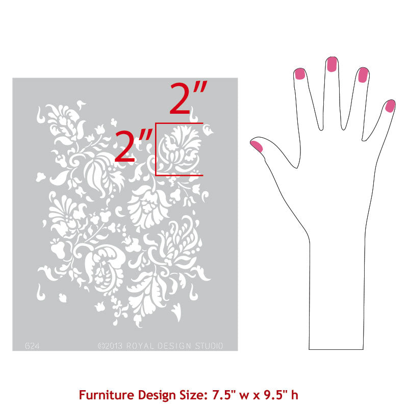 Allover Brocade Furniture Stencil