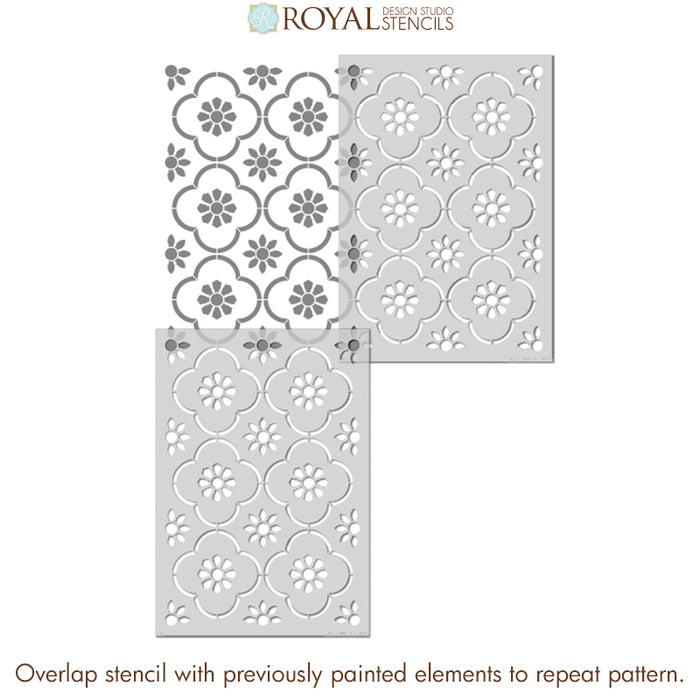 Floral Trellis Wall Stencil, Tile Stencils for Painting Floors