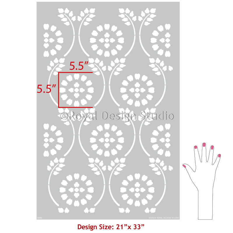 Charlotte Country Floral Trellis Stencil for Walls