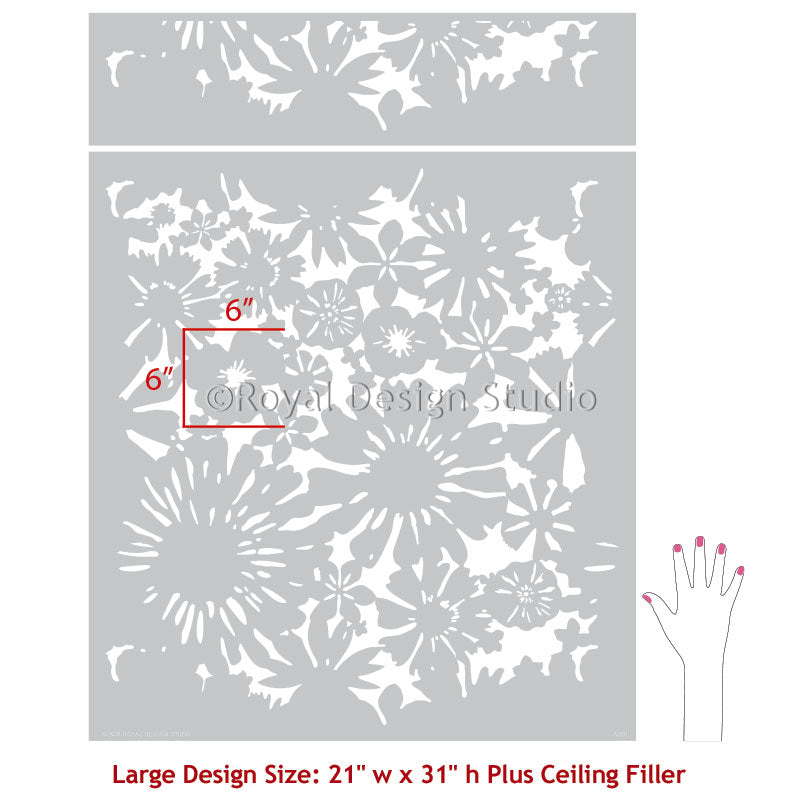 Floral Fireworks Craft Stencils for Painting Small Furniture & Fabric