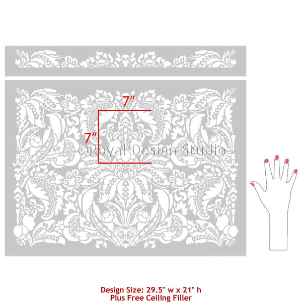 Large Damask Wall Stencils - DIY Wallpaper Look – Royal Design Studio ...