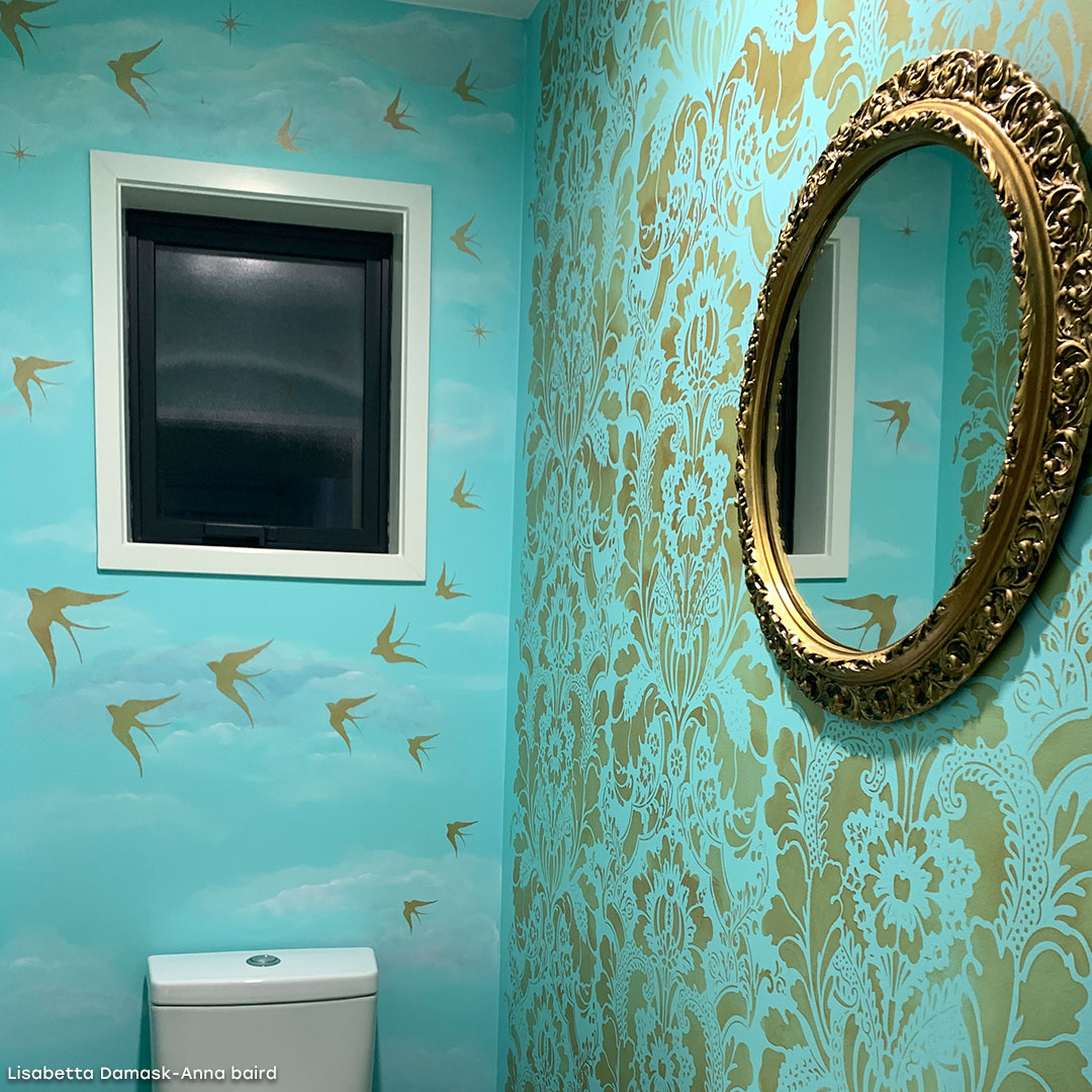 Large Floral Damask Wall Stencils - DIY Wallpaper Look