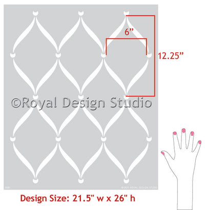 Ribbon Lattice Wall Stencils for Painting Wallpaper Look