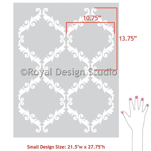 Large Trellis Wall Stencil | Acanthus Damask Wall Stencil for DIY Wallpaper