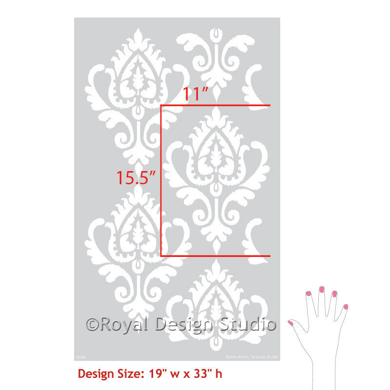 Ethnic Ikat Damask Stencil Pattern for Walls & Furniture Stenciling ...