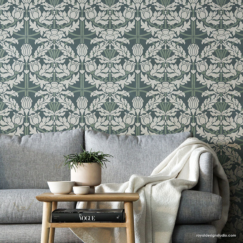 Floral Design Botanical Stencils for Painting Walls and Furniture