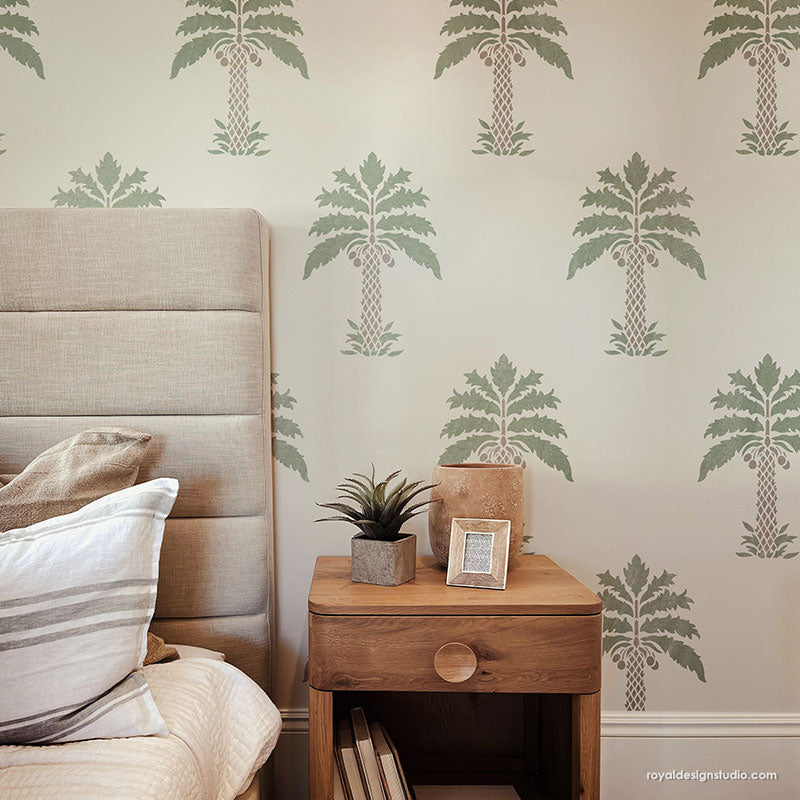 Palm Tree Leaves Wall Stencils for Boho Decor - Better than Wallpaper