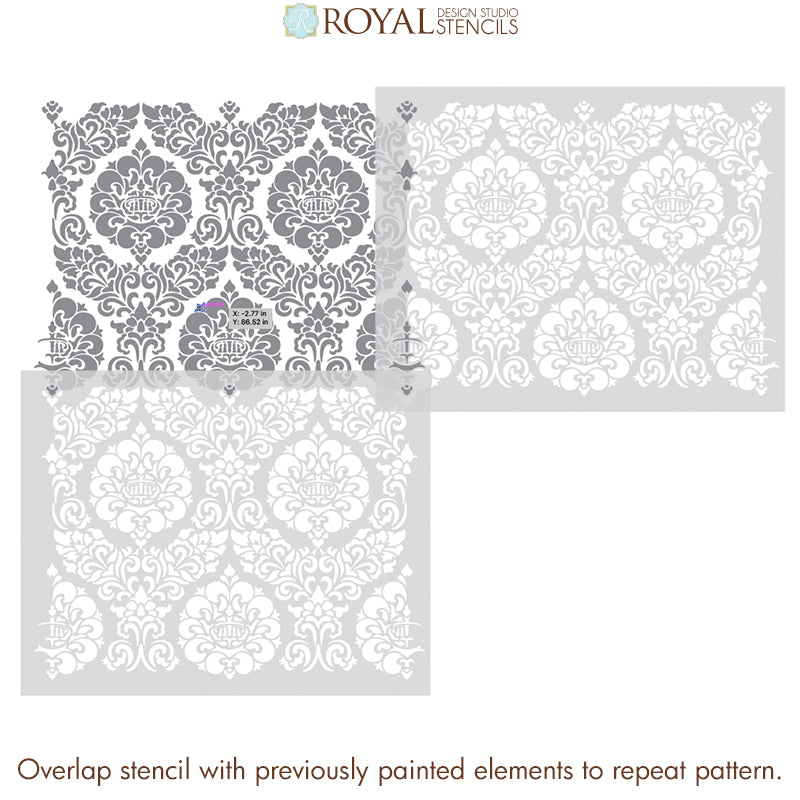 Large Stencils for Painting Accent Wall - Better than Damask Wallpaper ...