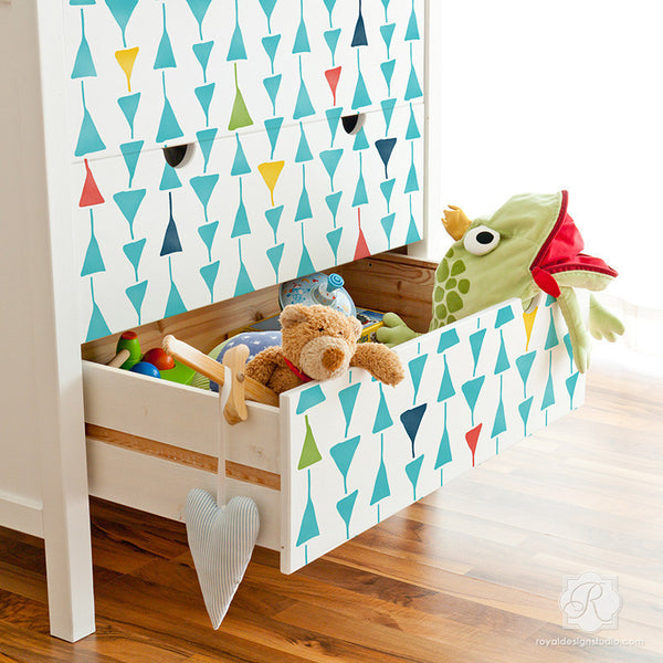 Triangulations Geometric Triangle Furniture Stencil -Bonnie Christine