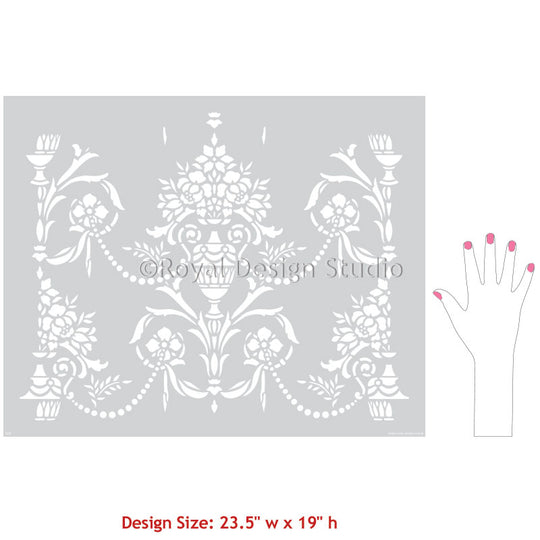 Pattern Stencils | Vase & Pearls Allover Stencil – Royal Design Studio ...