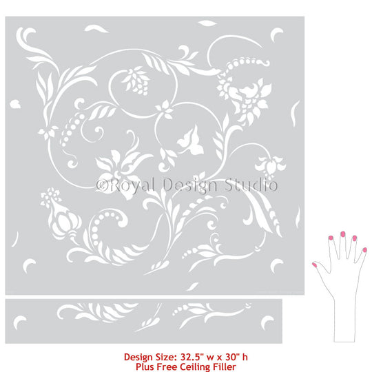 DIY Flower Stencils, Wall Stencils, & Floor Stencils – Royal Design ...