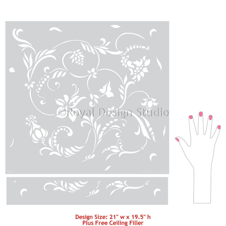 DIY Flower Stencils, Wall Stencils, & Floor Stencils – Royal Design ...