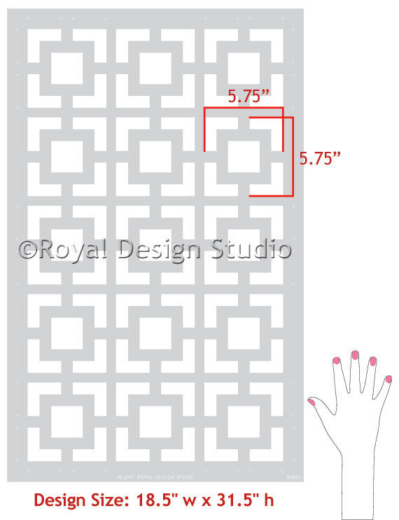 Modern & Geometric Wall Stencils | Hollywood Squares Stencil – Royal ...