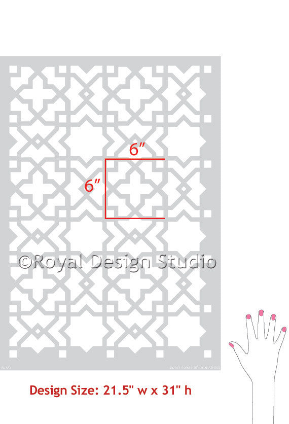 Moroccan Wall & Furniture Stencils | Tangier Lattice Moroccan Stencil ...