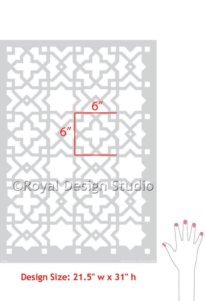 Moroccan Wall & Furniture Stencils | Tangier Lattice Moroccan Stencil