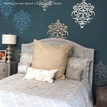 Large Wall Stencil | Ribbon Damask Stencil