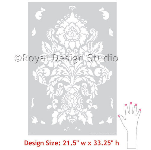 Large Damask Wall Stencils | French & Vintage Wallpaper