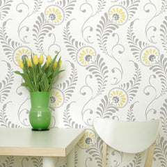 Feathered Damask Wall Stencil