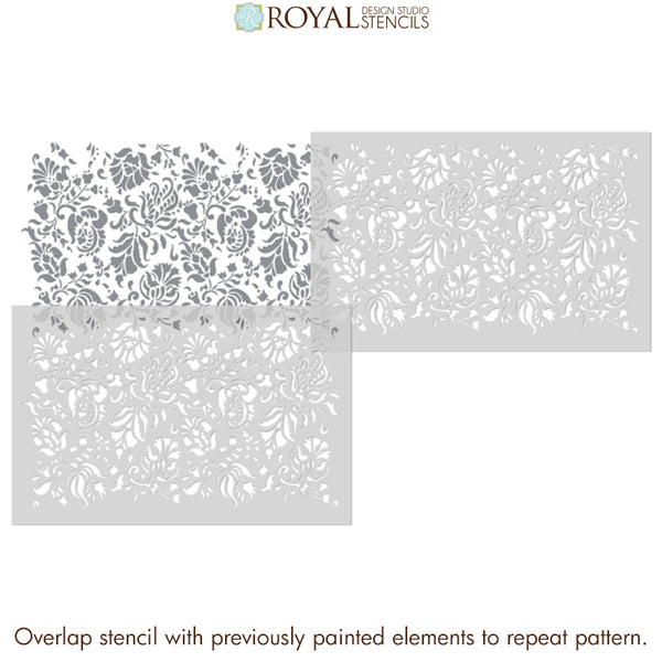 Wall Stencils | Large Allover Brocade Stencil