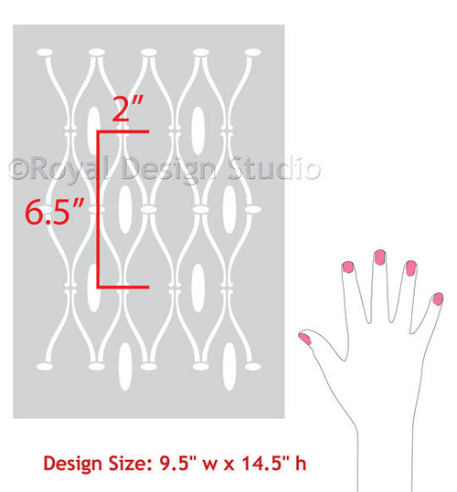 African Tribal Inspired Furniture Stencil. Elsebet Trellis Pattern