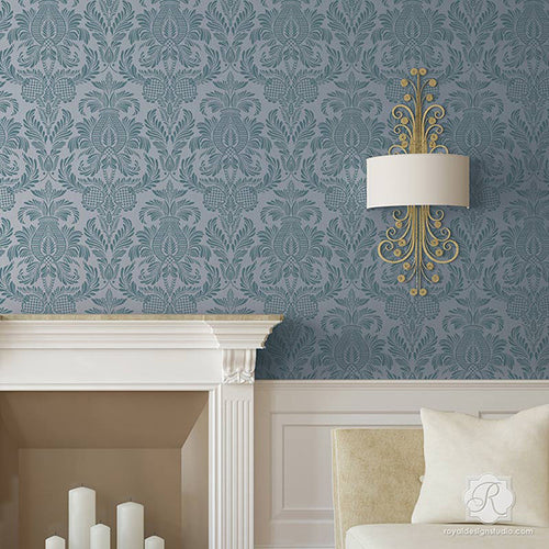 Large Damask Wall Stencils | French & Vintage Wallpaper