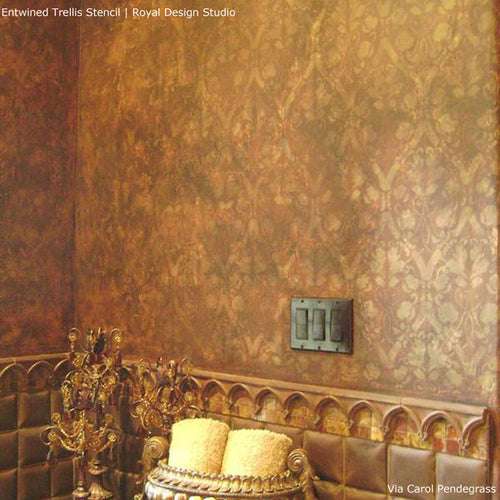 Large Trellis Wall Stencil | Acanthus Damask Wall Stencil for DIY Wallpaper