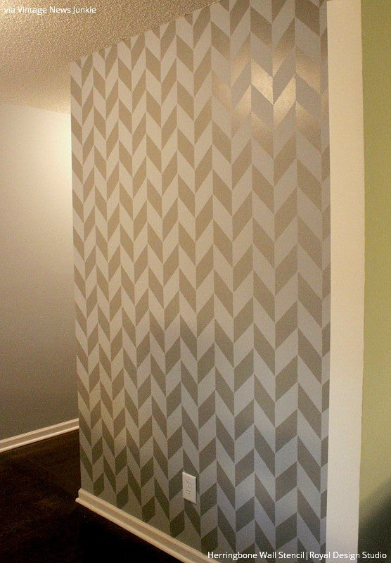 Assos - Herringbone, Wall Stencils for Painting, Stencils For
