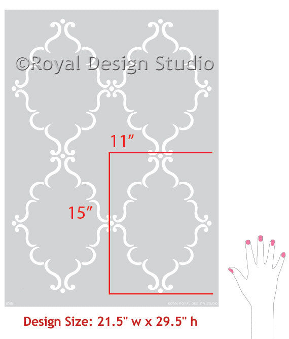 Indian Trellis & Lotus Flower Motif Stencil Set – Royal Design Studio ...