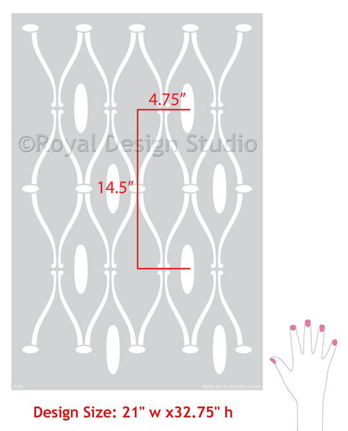 Modern Tribal Allover Trellis Wall Stencil. Raven+Lily Stencils